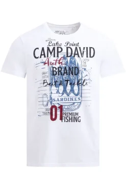 T-Shirt Rundhals mit Label Print opticwhite