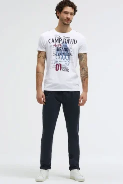 T-Shirt Rundhals mit Label Print opticwhite