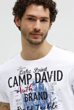 T-Shirt Rundhals mit Label Print opticwhite