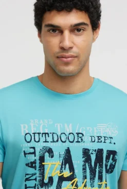 T-Shirt Rundhals mit Logo Prints aqua | S