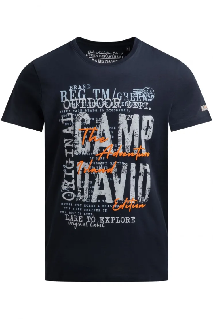 T-Shirt Rundhals mit Logo Prints blue navy