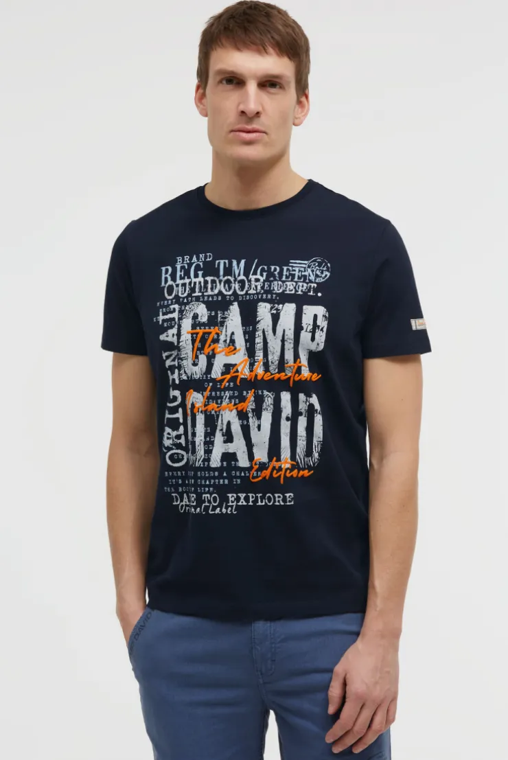 T-Shirt Rundhals mit Logo Prints blue navy