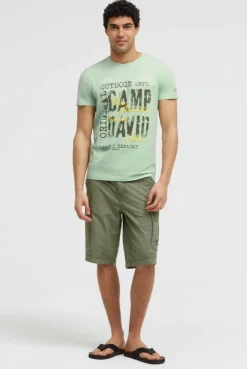 T-Shirt Rundhals mit Logo Prints light mint