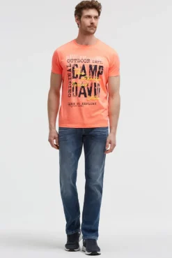 T-Shirt Rundhals mit Logo Prints neon flame