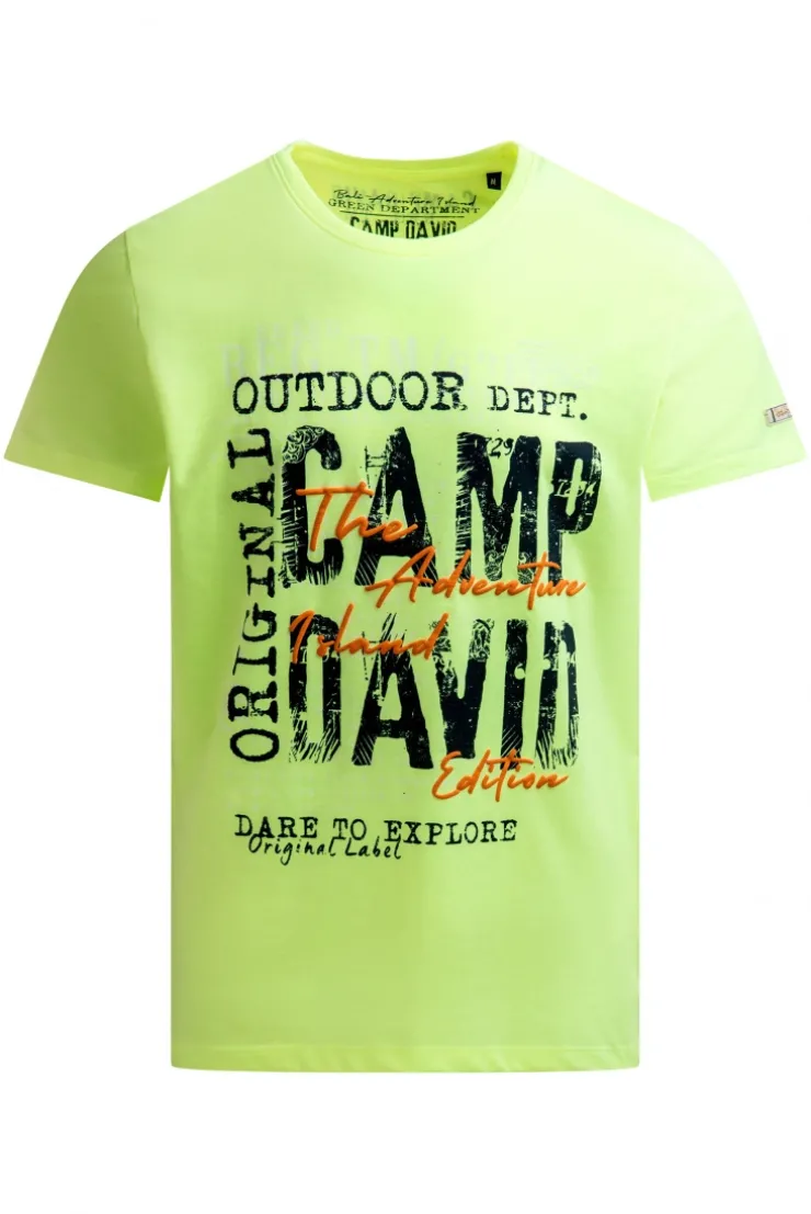 T-Shirt Rundhals mit Logo Prints neon lime