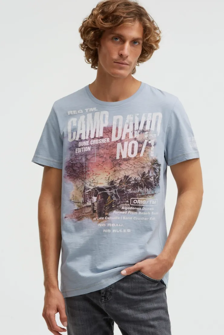 T-Shirt Rundhals mit Photoprint silver blue