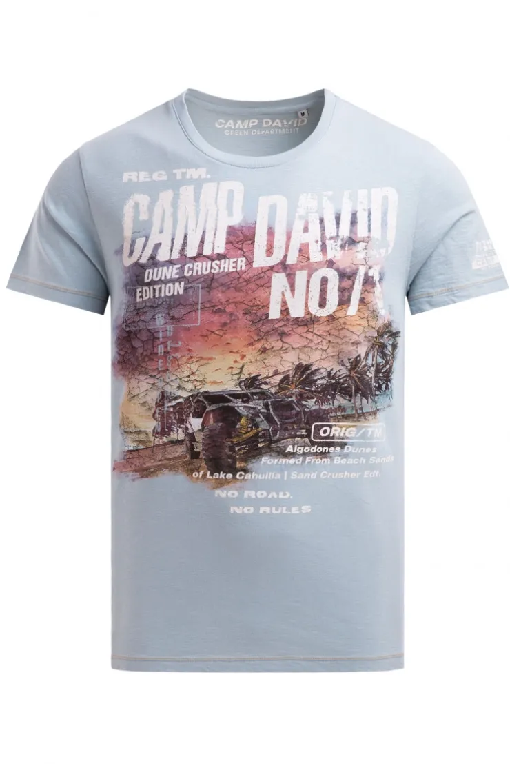 T-Shirt Rundhals mit Photoprint silver blue