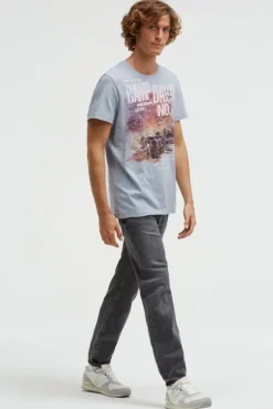 T-Shirt Rundhals mit Photoprint silver blue