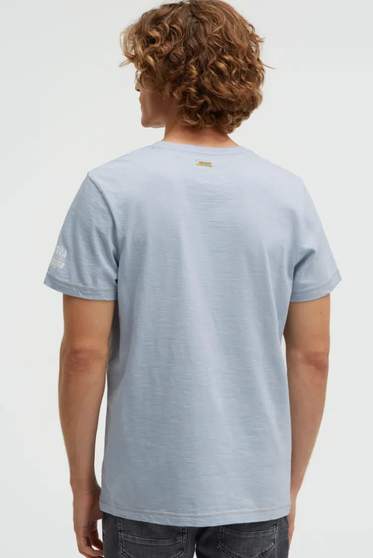 T-Shirt Rundhals mit Photoprint silver blue