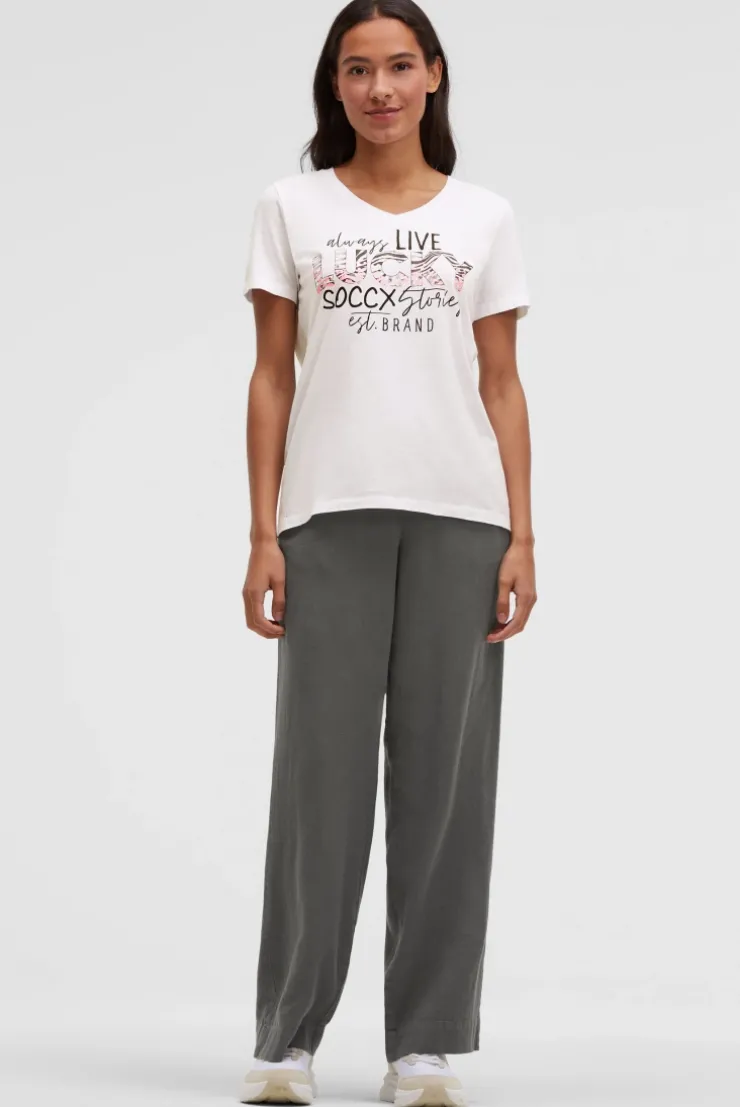T-Shirt V-Neck mit Artwork opticwhite
