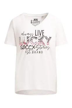 T-Shirt V-Neck mit Artwork opticwhite