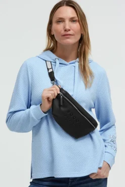 Umhängetasche mit Intarsia-Webriemen black