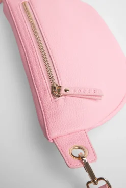 Umhängetasche mit Intarsia-Webriemen french rose