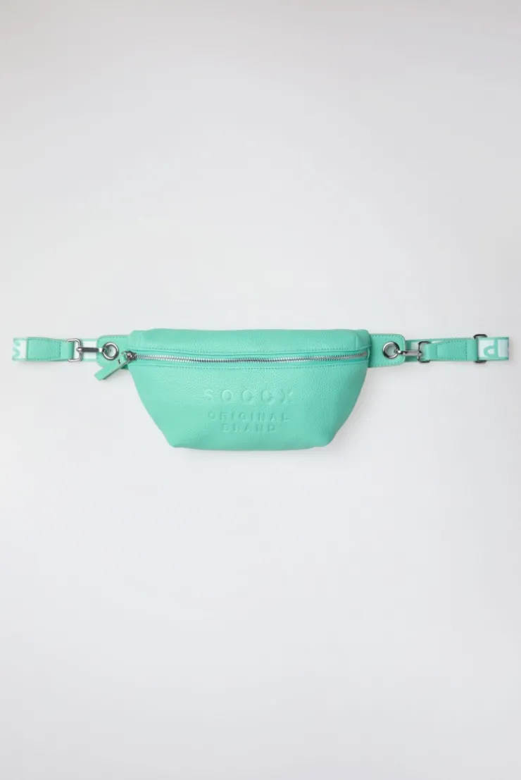 Umhängetasche mit Intarsia-Webriemen misty mint