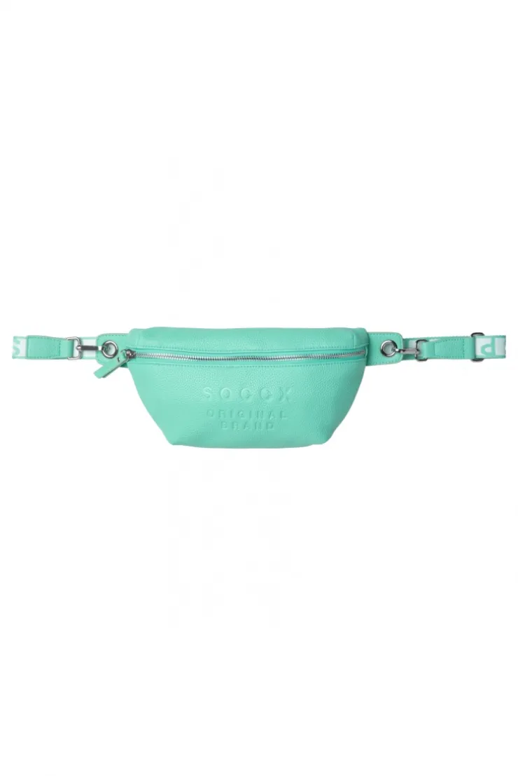 Umhängetasche mit Intarsia-Webriemen misty mint