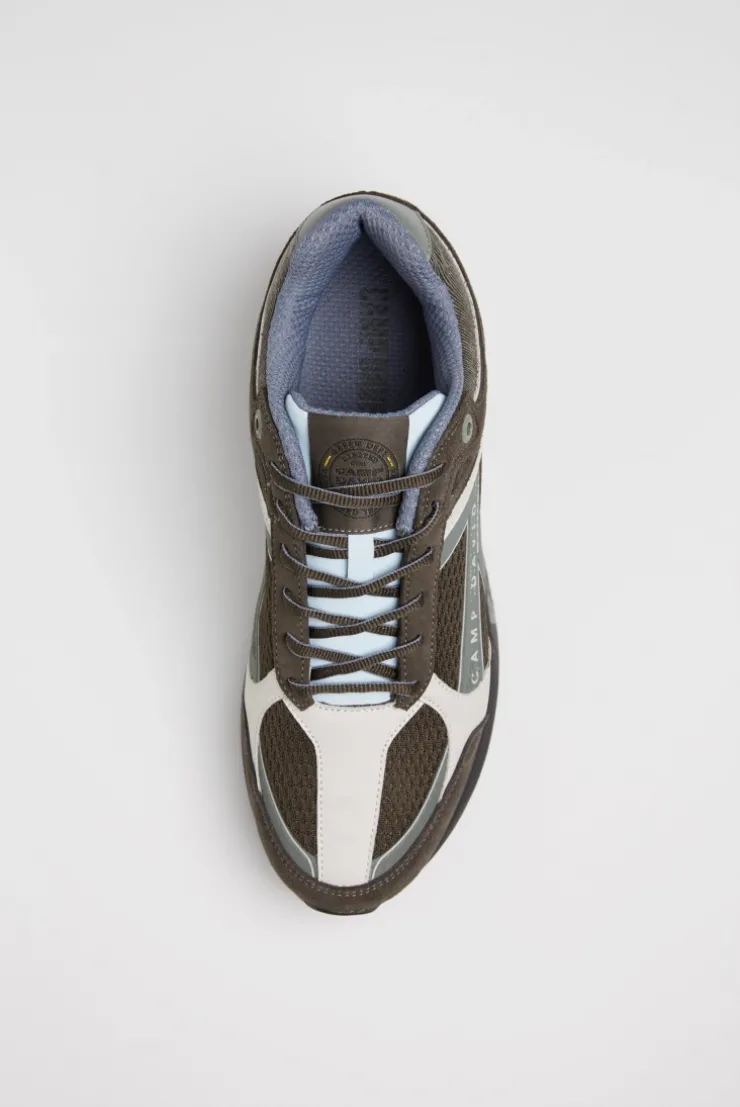 Urban Sneaker im Materialmix mit Logo-Sohle dark wood