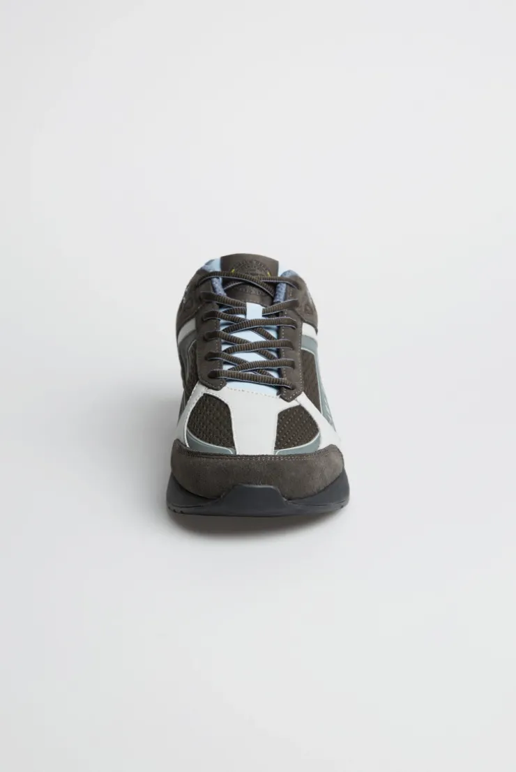 Urban Sneaker im Materialmix mit Logo-Sohle dark wood
