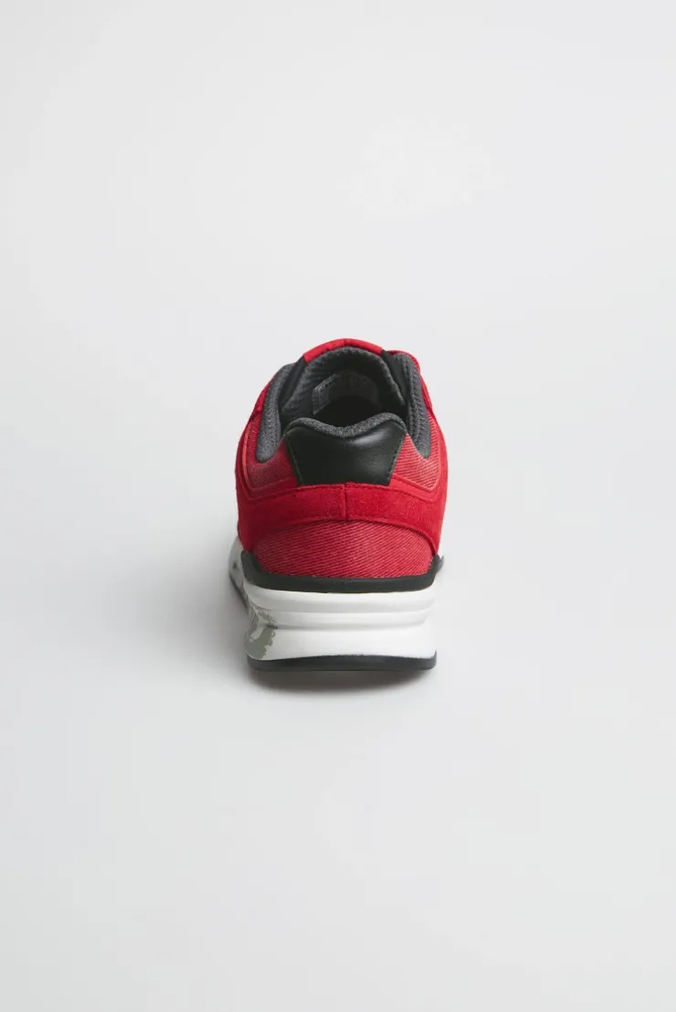 Urban Sneaker im Materialmix mit Logo-Sohle energy red