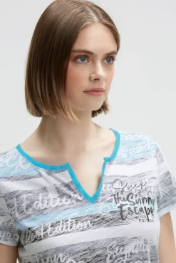 V-Shirt mit All-Over-Streifen- und Logo-Prints ocean flash
