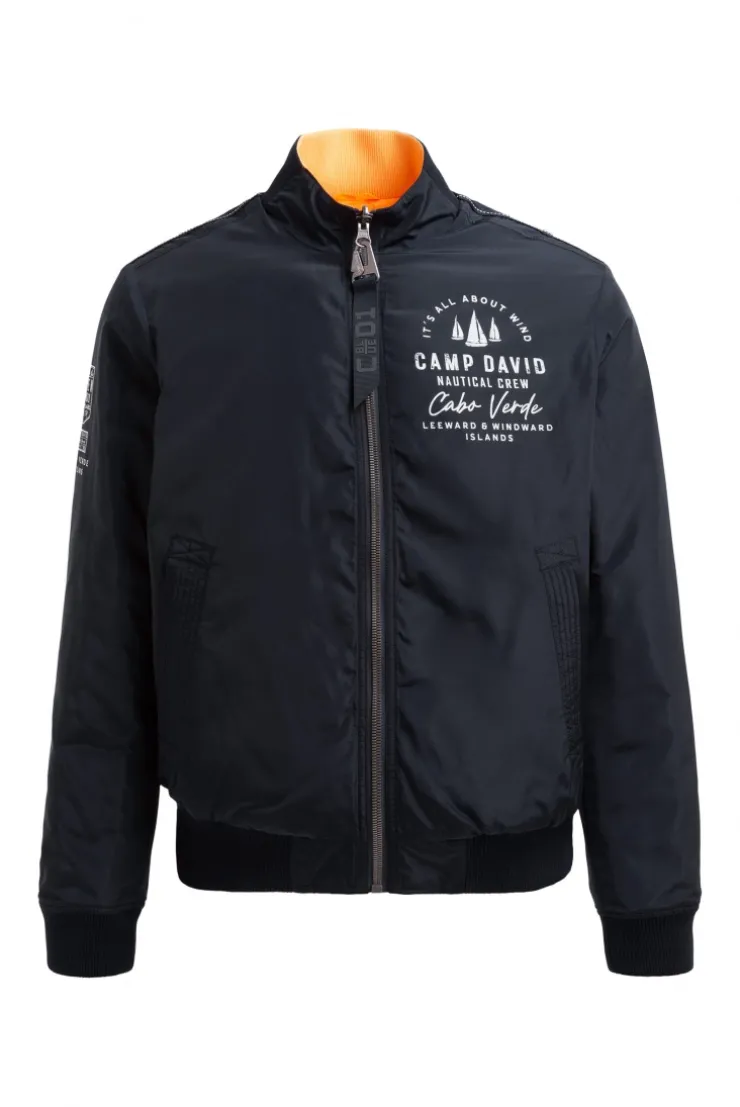 Wende-Blouson mit Logo Prints blue navy / sunrise neon