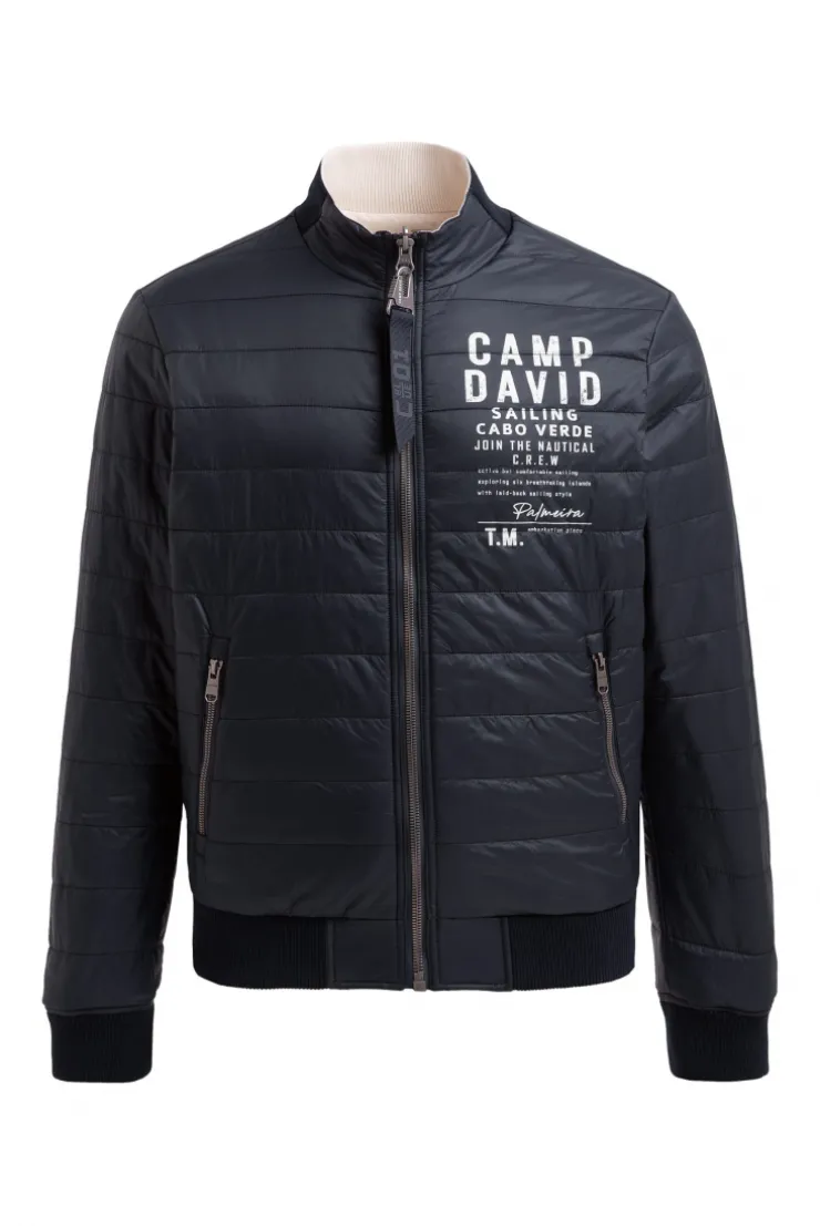 Wende-Blouson mit Logo Prints light sand / blue navy