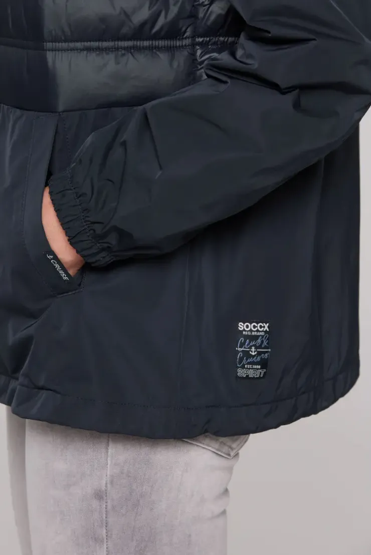 Windjacke mit Kapuze im Materialmix blue navy