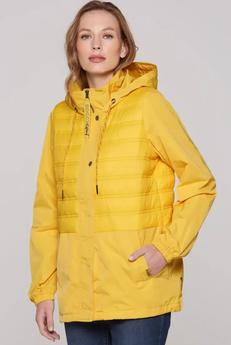 Windjacke mit Kapuze im Materialmix golden honey