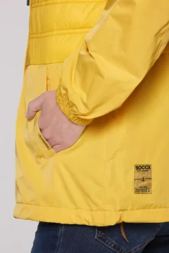 Windjacke mit Kapuze im Materialmix golden honey