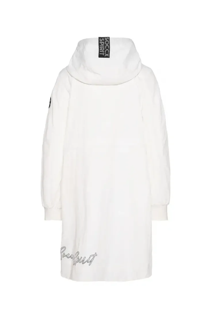 Windparka mit Kapuze und Logo-Details ivory