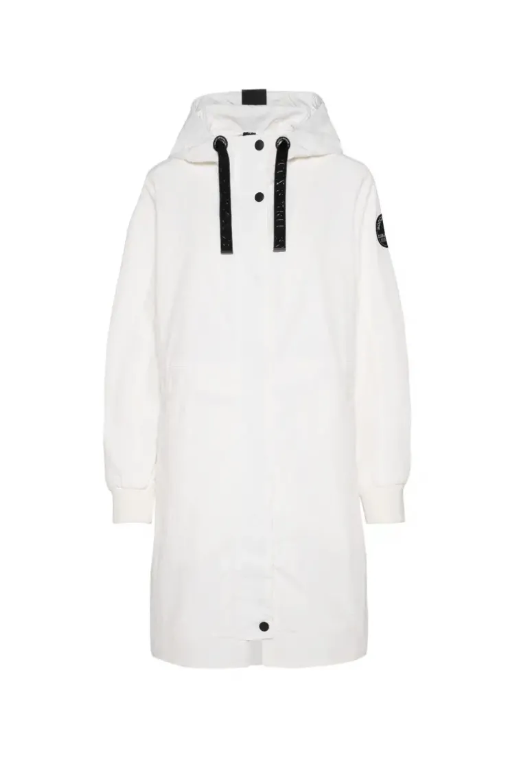 Windparka mit Kapuze und Logo-Details ivory