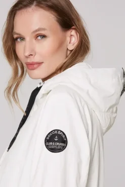 Windparka mit Kapuze und Logo-Details ivory