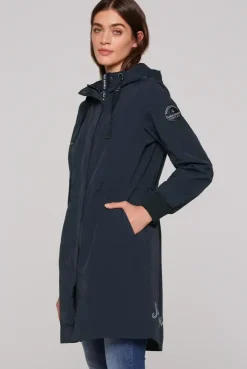 Windparka mit Kapuze und Logo-Details blue navy