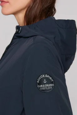 Windparka mit Kapuze und Logo-Details blue navy