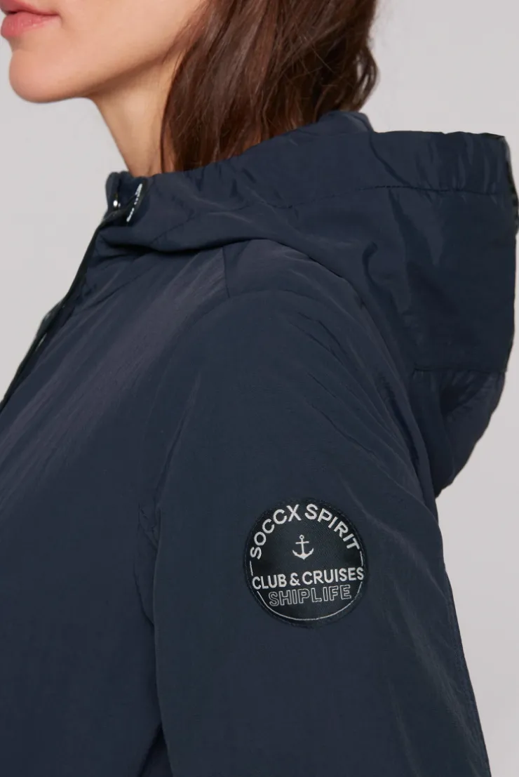 Windparka mit Kapuze und Logo-Details blue navy