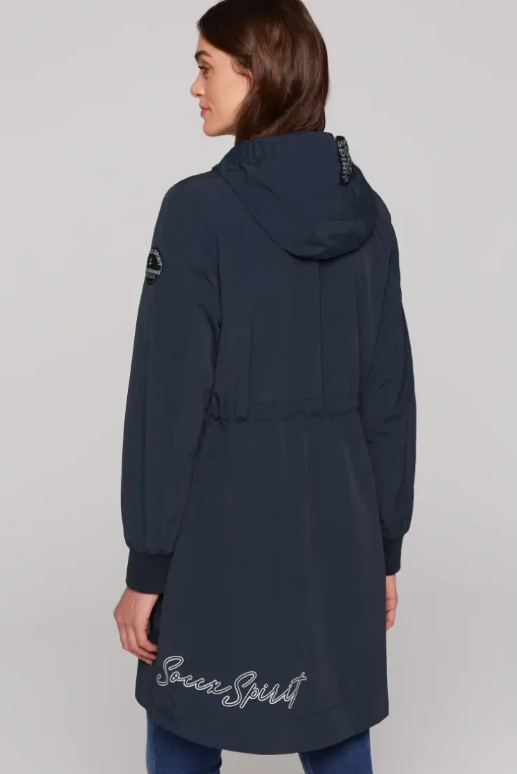 Windparka mit Kapuze und Logo-Details blue navy