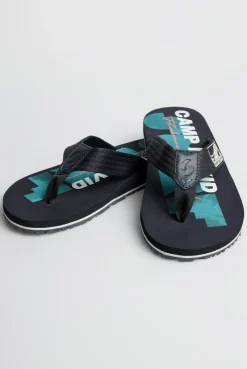 Zehensandale mit Surf Print blue navy